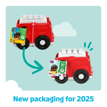 MEGA BLOKS Freddy Fire Truck Fisher-Price Toy Blocks with 1 Figure (6 Pieces) for Toddler
