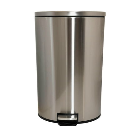 Better Homes & Gardens 10.5 Gallon Trash Can, Oval Kitchen Step Trash Can, Stainless Steel, Silver