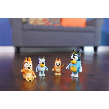 Bluey Family Figure 4-Pack, with Mum Dad Bingo Bluey, Ages 3+, Toddler Toys