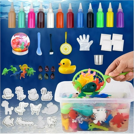 Magic Water Elf Toy Kit, Aqua Fairy Water Gel Kit with Magic Gels, 12 Sea Creature Molds. Christmas Gifts, Birthday Gifts, Arts & Crafts DIY STEM Kits for Kids ?12x60ml + 12 parts), Other, Set-D?12x60ml + 12 parts