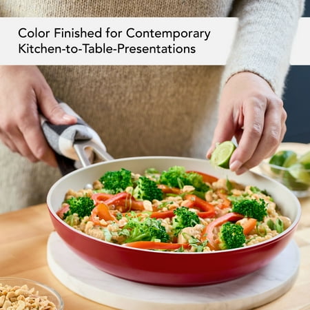 KitchenAid Ceramic Forged Aluminum Nonstick Cookware Set, 10 Piece, Empire Red