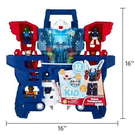 Kid Connection Robot Transporter, Lights and Sounds, 32 Pieces, Toddler Toys