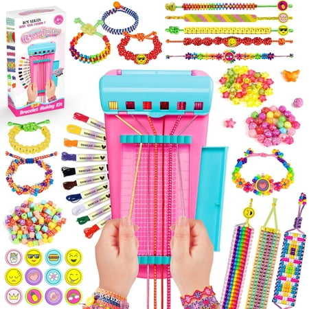 Hot Bee Friendship Bracelet Maker Kit for Kids 6+, Easy DIY Craft Set for Beginners & Advanced Makers, Pink Art Craft Set Birthday Christmas Gift Toys for Girls 7 8 9 10 11 12