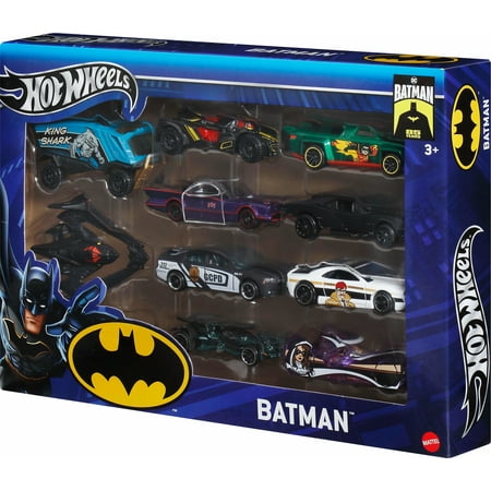Hot Wheels 1:64 Scale Batman-Themed Toy Vehicles, Set of 10