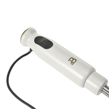Beautiful 2-Speed Immersion Blender with Chopper & Measuring Cup, White Icing by Drew Barrymore, White