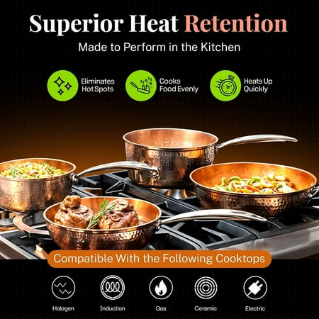 Gotham Steel Nonstick Pots and Pans 15 Piece Set Ceramic Cookware Kitchen Set Hammered With Frying Skillet Saucepan