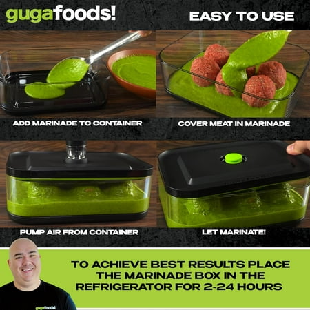 Guga Foods Vacuum Seal Marinade Set, Airtight Food Containers for Flavorful and Tender Meals