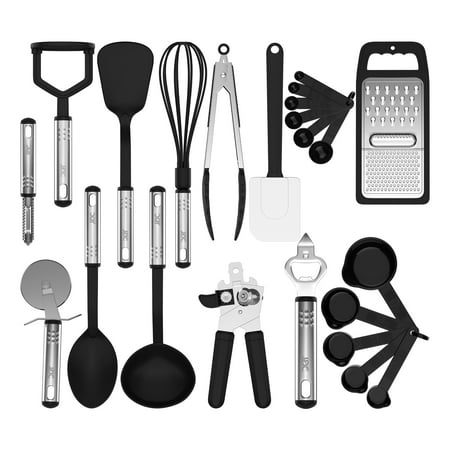 Lux Decor Kitchen Utensils Set- 23 Piece Cooking Utensils Set, Nylon Cookware Kitchen Accessories Set - Black, Black