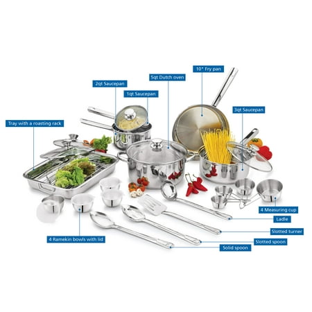 Mainstays Stainless Steel 24Pc Cookware set