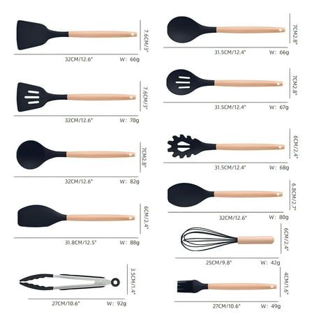 Kitchen Utensils Set- 19 Pcs Silicone Cooking Utensils Set for Nonstick Cookware-Silicone Spatulas Set, Kitchen Gadgets Tools, Pots and Pans Accessories-(Black 19 PCS Set)