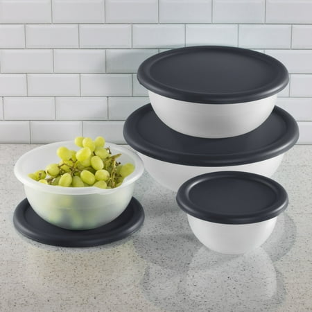 Mainstays 8 Piece Covered Bowl Set, Four Lidded Sizes, For Prep, Serve & Store, Dark Gray