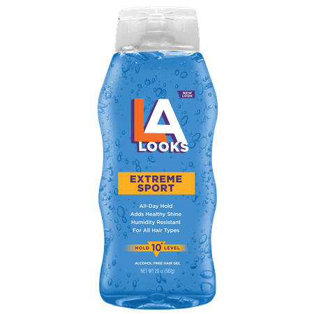 L.A. LOOKS Extreme Sport Tri-Active Hold Gel, for All Hair Types, Men, 20 oz