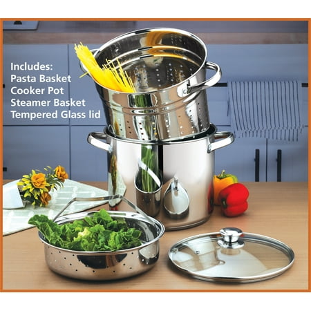Mainstays 4-Piece Stainless Steel 8 qt Cooker Multipot Set