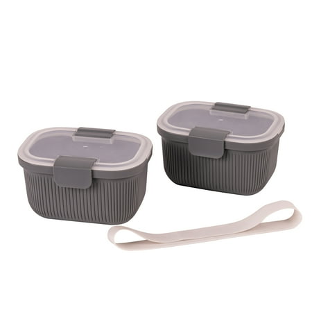 Mainstays Plastic Food Storage Snack Container, Rectangle, Grey, 19oz Capacity