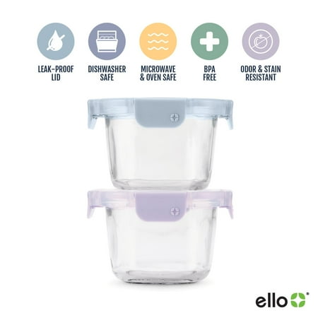 Ello Color Lock Clear Glass Leak-Proof Food Storage Container (2 Count)