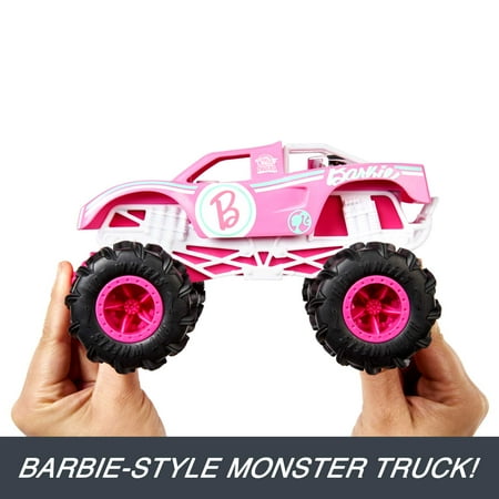 Hot Wheels Barbie Monster Truck RC, Battery-Powered Remote-Control Toy Truck in 1:24 Scale
