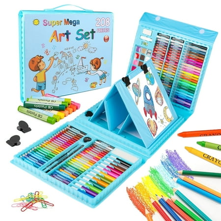 Hot Bee 208 Pcs Kids Art Set, Blue Color Set for Boys&Girls, School Art Supplies Drawing Kit for kids 4-6, Arts & Crafts - School Art Beginners Ideal Chrismat Gift Art Sets for Boys Girls 3 4 5 6+