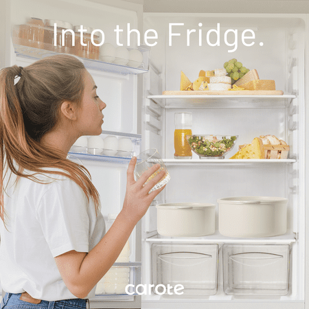 Carote Ceramic Cookware Set, Non Toxic Detachable Pots and Pans, 13 Pcs Induction Cookware, Cream