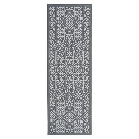 Better Homes & Gardens Gray Jacquard Polypropylene 22" x 60" Indoor Kitchen Runner