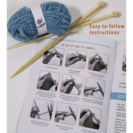 CraftLab Knitting Kit for Beginners, Kids Adults Seniors Includes All Knitting Supplies: Wool Yarn, Knitting Needles, Yarn Needle and Instructions ? Fantastic DIY Gift Learn to Knit Arts & Crafts Kit