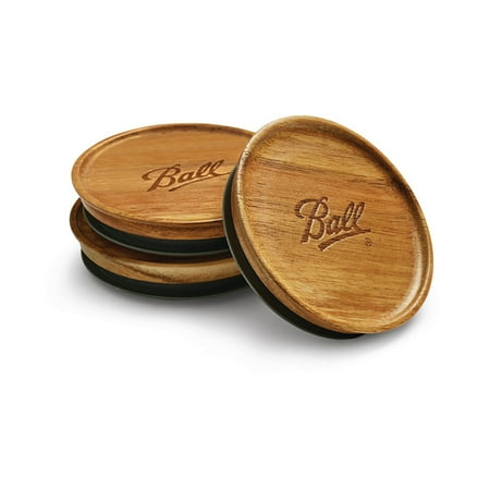 Ball Wooden Storage Lids, Wide Mouth, Ball Jar Lids, 3-PackOne Size,