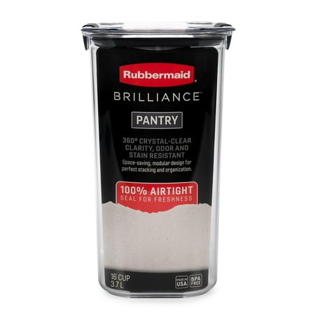 Rubbermaid Brilliance Pantry Airtight Food Storage Container, BPA-free Plastic, 16 Cup, Clear, 160cm|62.99" (10-11 years), 16 Cup