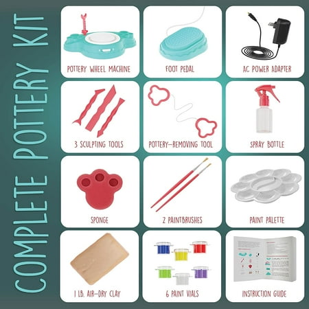 Dan&Darci Advanced Pottery Wheel Kit - Christmas Gifts for Girls & Boys Ages 8-14 Year Old - Best Teens DIY Toys. Top Arts & Crafts for Kids Tweens & Adults - Cool Teen Girl Birthday Gift