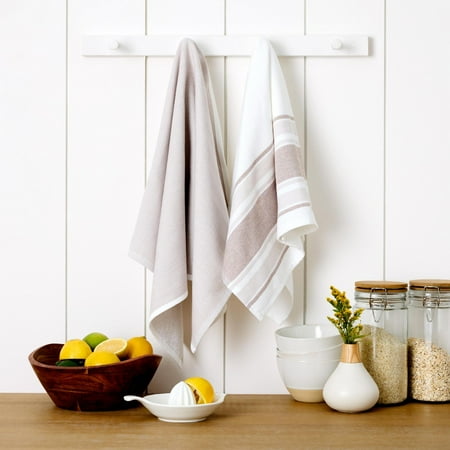 Beautiful 2-Piece Yarn Dyed Kitchen Towel Set, Brown, 20"W x 30"LBrown,