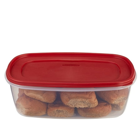 Rubbermaid Easy Find Lids Food Storage Container, Large with Red Lid, 2.5 Gallon, Clear, 1
