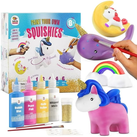 DOODLE HOG Unicorn Squishy Paint Set for Kids Ages 8-12, Unicorn Gifts for Girls 8-10, Arts and Crafts for Kids, Paint Your Own Squishies Kit