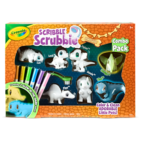 Crayola Scribble Scrubbie Pets Dinosaur Glow Combo Pack, Dino Gift for Kids, Dinosaur Toys, Ages 3+