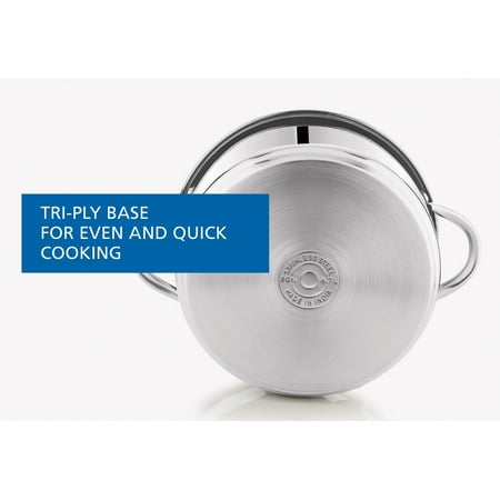 Mainstays Stainless Steel 5-Quart Dutch Oven with Glass Lid, Riveted Handles