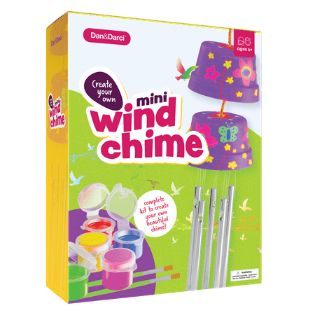 Create & Paint a Mini Wind Chime Making Kit - Arts and Crafts Gift for Girls & Boys Ages 4 5 6 7 8 9 10 -12 - Birthday & Christmas Gifts for Kids - Kid Art & Craft Kits - DIY Stuff for Girl Age 4-12