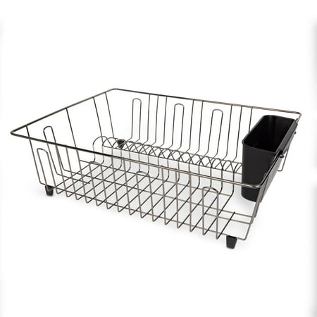 Mainstays Large Wire Dish Rack Black/Chrome - 17.5" x 13.7" x 5.5"L,