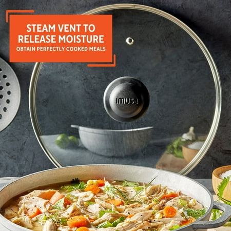 Imusa 2 Piece Colombian Cast Aluminum Caldero Set with Glass Lid, Silver