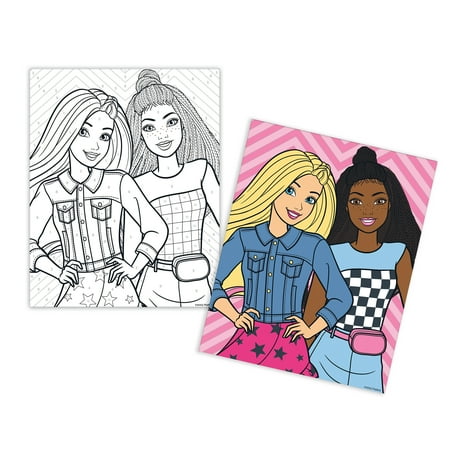 Cra-Z-Art Barbie Crayon by Number Poster Set, 19 Piece Coloring Set, Beginner, Unisex Ages 4 and up