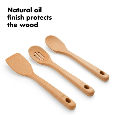 OXO SoftWorks 3 Pc Wooden Cooking Utensil Set, Beachwood