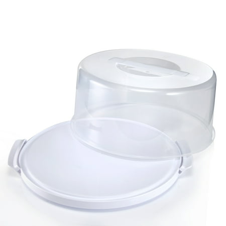 Mainstays 12 inch Clear Cake Carrier with 2pk 9 inch Gray Round Pans, Carbon Steel