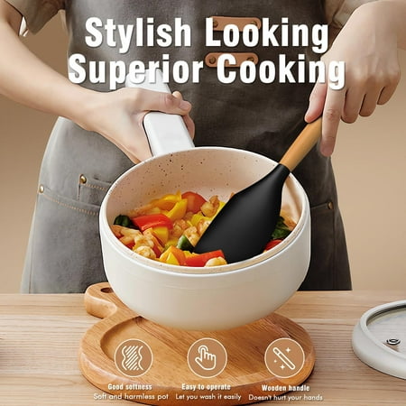 Silicone Cooking Utensils Set - Silicone Kitchen Utensils for Cooking Wooden Handles, 446?F Heat Resistant Kitchen Utensil Spatula Sets w Holder, Gadgets for Non-Stick Cookware BPA FREE (Black)