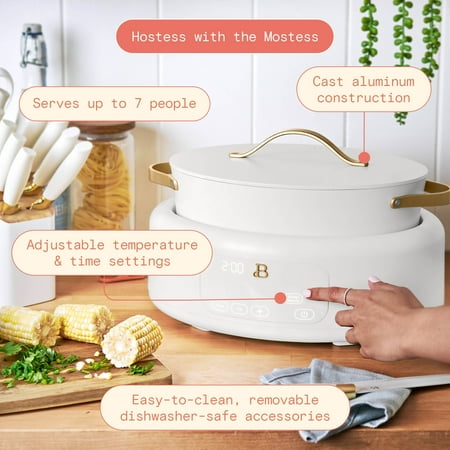 Beautiful 10 in 1, 6 Qt Electric Multi-Cooker, White Icing by Drew Barrymore, White