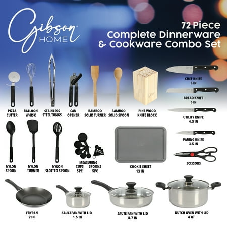 Gibson Home 71-Piece Stainless Steel Silver Cookware Combo Set