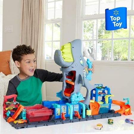 Hot Wheels City Ultra Shark Car Wash with Color Reveal Toy Car in 1:64 Scale, Ages 3-8, 8.34 in