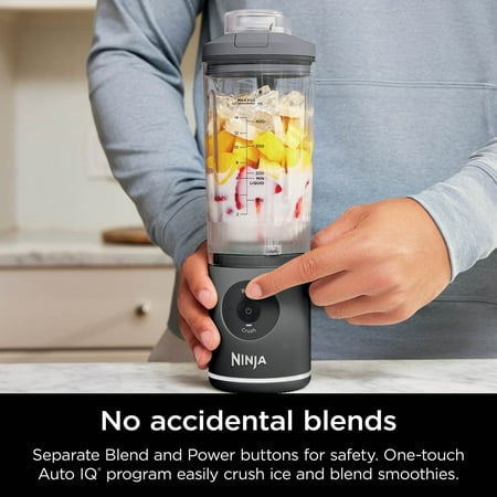 Ninja Blast MAX Personal Cordless Blender for Smoothies, Frozen Drinks, Ice Crush, 20 oz. Twist & Go Vessel, Gray