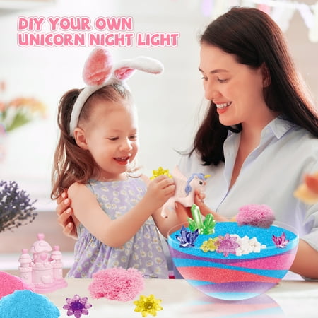 Flooyes Unicorn Gift for Girls 6 7 8 9 10 12+, DIY Unicorn Terrarium Kit for Kids with Growing Crystals, Art& Crafts Kit Night Light,STEM Educational Toy, Birthday Christmas Gift for Kids Ages 6-12