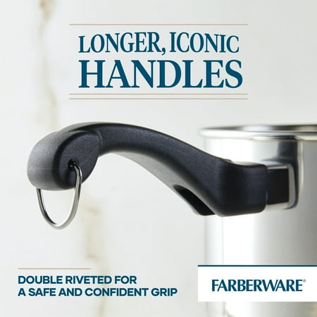 Farberware Classic Traditions 12 Piece Stainless Steel Pots and Pans Set with Ceramic Frypans