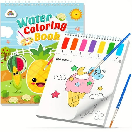 ZMLM Paint with Water Books for Kids - Easter Basket Stuffers Mess Free Coloring Activity for Toddlers - Arts & Crafts Gifts Toys for Valentines Birthday Christmas Boy Girls Ages 4 5 6 7 8(Food), Other