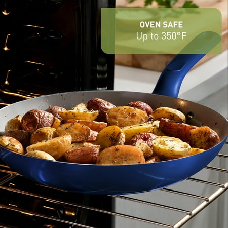 T-fal Easy Care Ceramic Non-Stick, 12 Piece Pots and Pans Cookware Set, Electric BlueBlue,