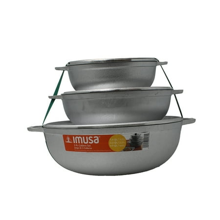 IMUSA 3Pc Colombian Cast Aluminum Caldero or Dutch Oven Set with Lid