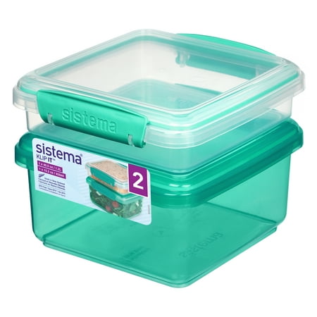Sistema Klip It Lunch Plus with Sandwich Plastic Food Storage Containers, Set of 2