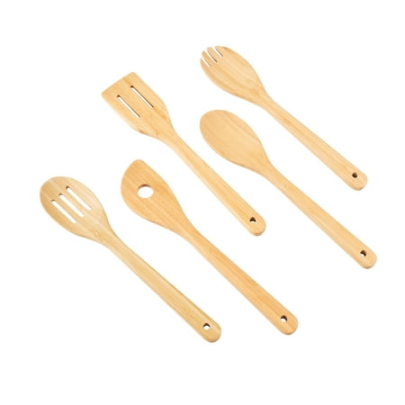 Mainstays 5pk Bamboo Spoons for Cooking, Kitchen Essential Tools Set